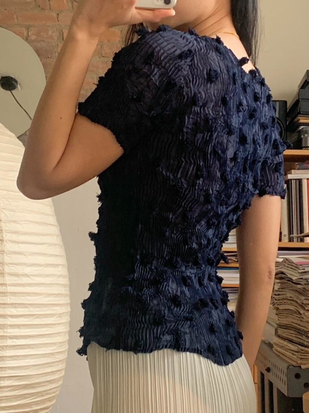 Issey Miyake Pom Pom Top in Dark Navy M - Picture 2 of 7